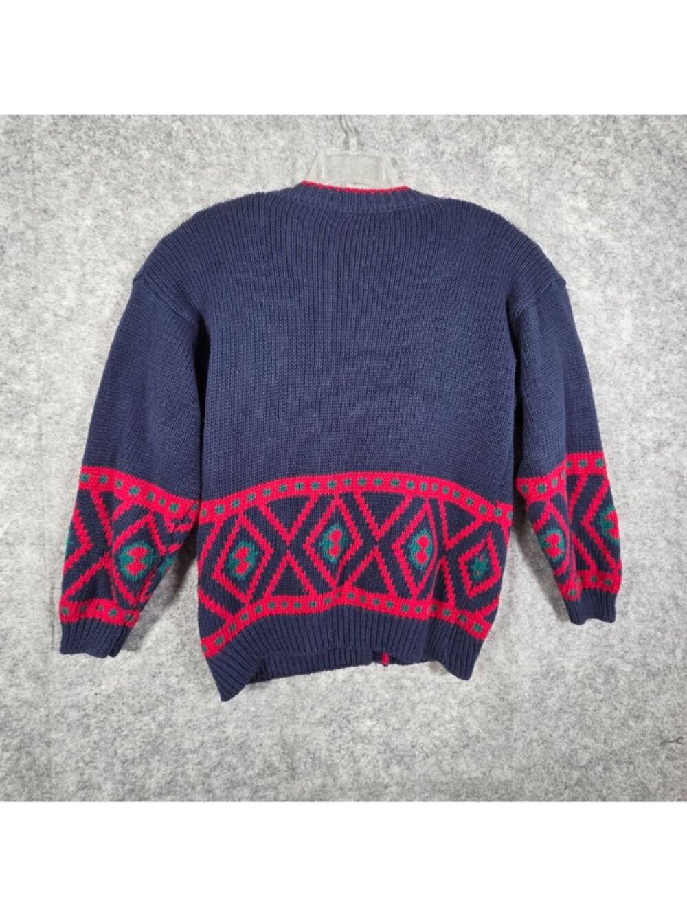 vintage Gina Peters blue knit button-down cardigan sweater V Neck Size L Preppy - Picture 6 of 8